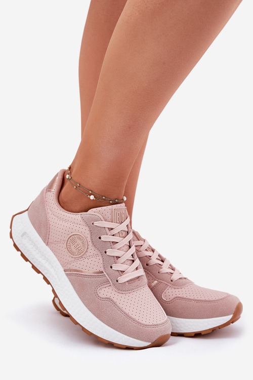 Sneakersy Damskie Na Platformie Big Star RR274489 Hi-Poly System Różowe