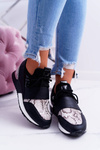 Sportowe Damskie Czarne Buty Snake Elanco