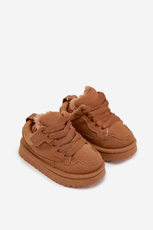 Dziecięce Sneakersy Ocieplane Futerkiem Camel Mireen