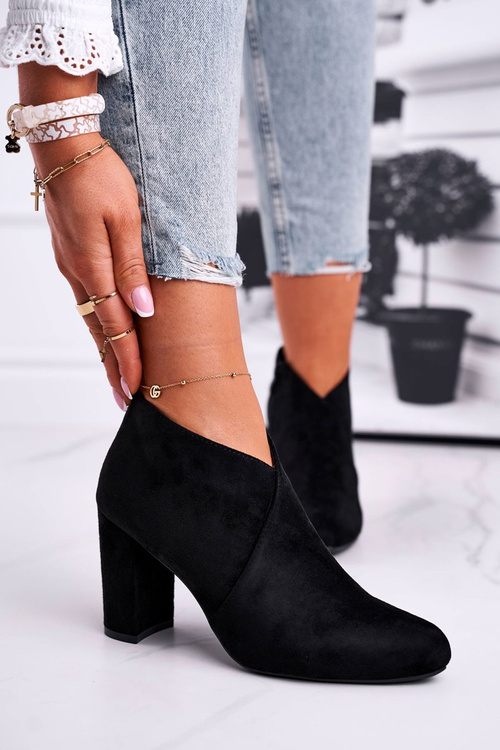 Botki Damskie Na Słupku Sergio Leone Czarne BT498