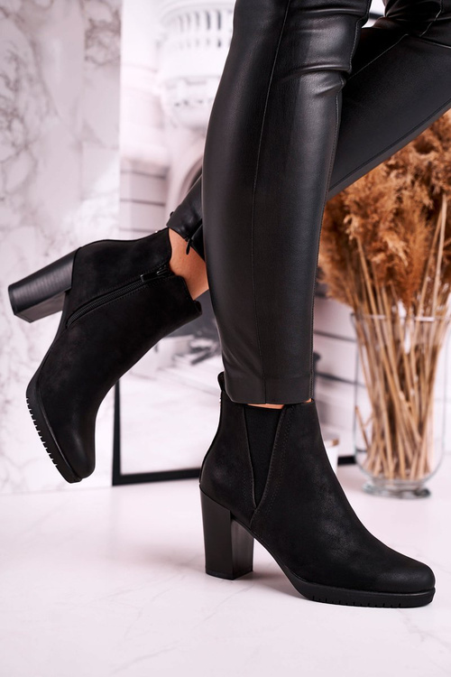 Botki Na Słupku Sergio Leone Zamszowe Czarne BT311