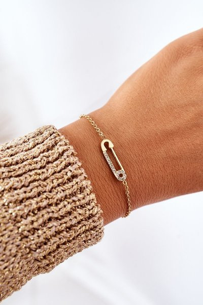 Bransoletka Z Agrafką I Cyrkoniami Złota