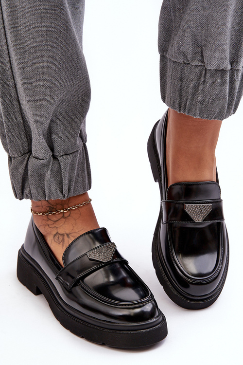 Damskie Półbuty Mokasyny Na Płaskim Obcasie Czarne Venla