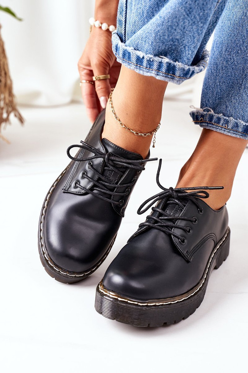 Skórzane Półbuty Oxfordy Big Star II274107 Czarne