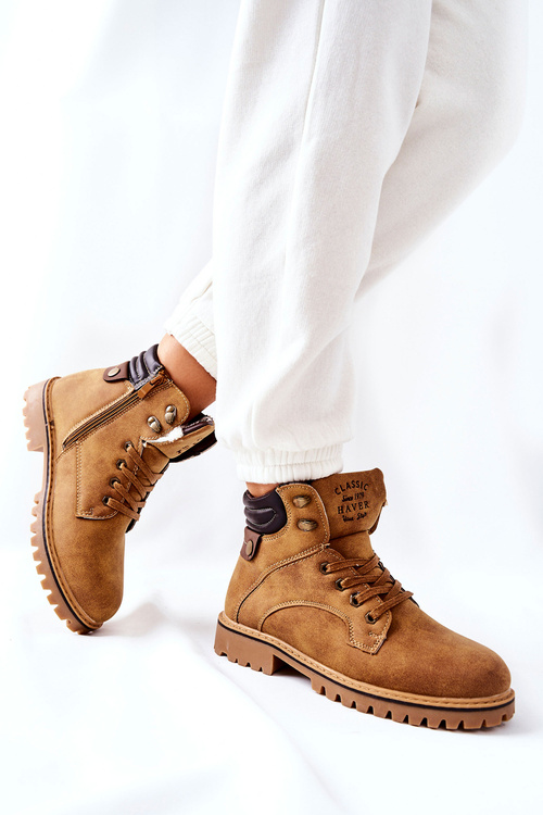 Damskie Ocieplane Trapery Na Suwak Camel Lenox