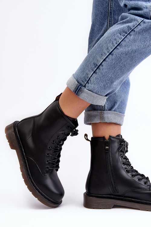 Damskie Botki Trapery Z Suwakiem Czarne Mibrasa