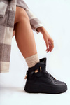 Damskie Ocieplane Wysokie Buty Sportowe Czarne Lexa