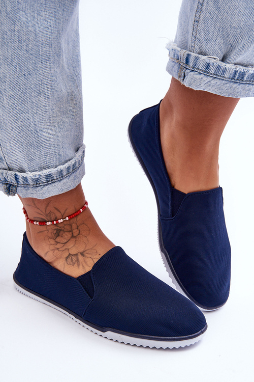 Damskie Tenisówki Slip-On Granatowe Versali
