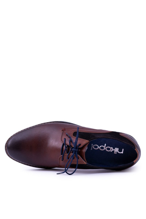 Nikopol Brązowe Skórzane Męskie Półbuty Zinedine