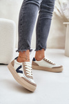 Skórzane Sneakersy Damskie Vinceza 7923 Beżowe