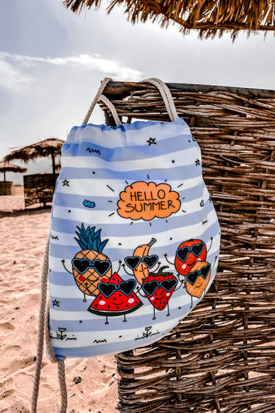 Plecak Torba Ręcznik 3w1 Paski Biało-Niebieskie