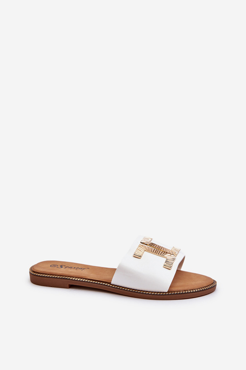 Klapki Damskie Z Ozdobą Białe Ollavia