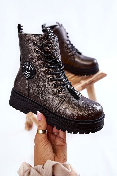 Dziecięce Ocieplane Botki Trapery Ciemnoszare Conley