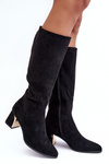 Kozaki Przed Kolano Zamszowe Na Obcasie Czarne Inatris