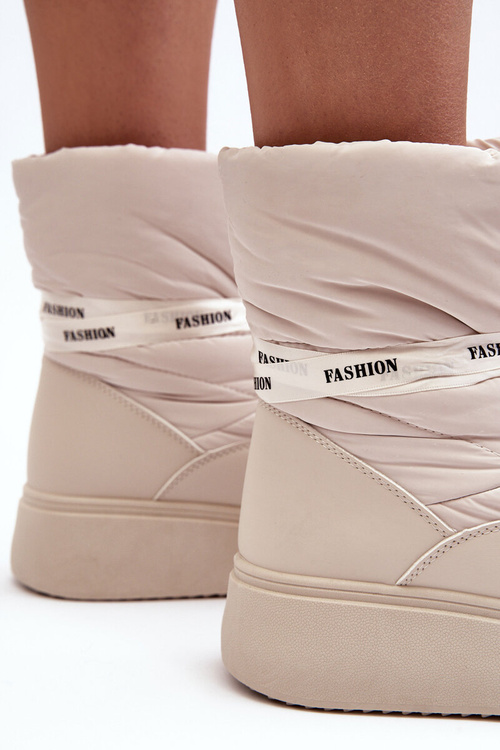 Śniegowce Damskie Z Ozdobnym Wiązaniem Jasnobeżowe Siracna