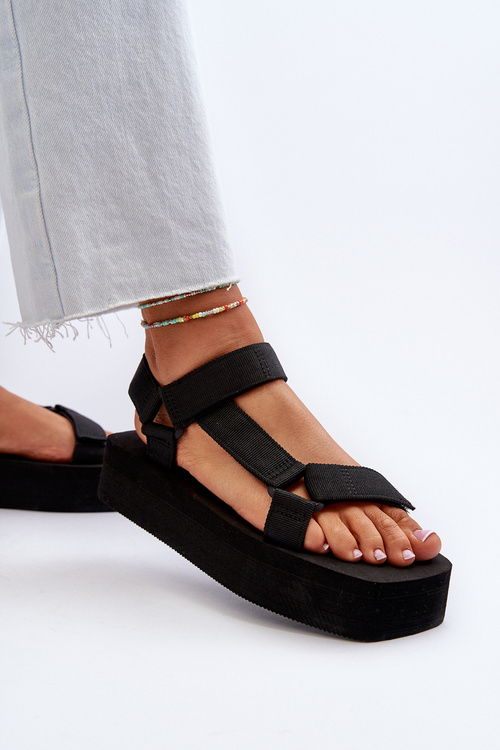 Sandały Damskie Na Platformie Czarne Edireda