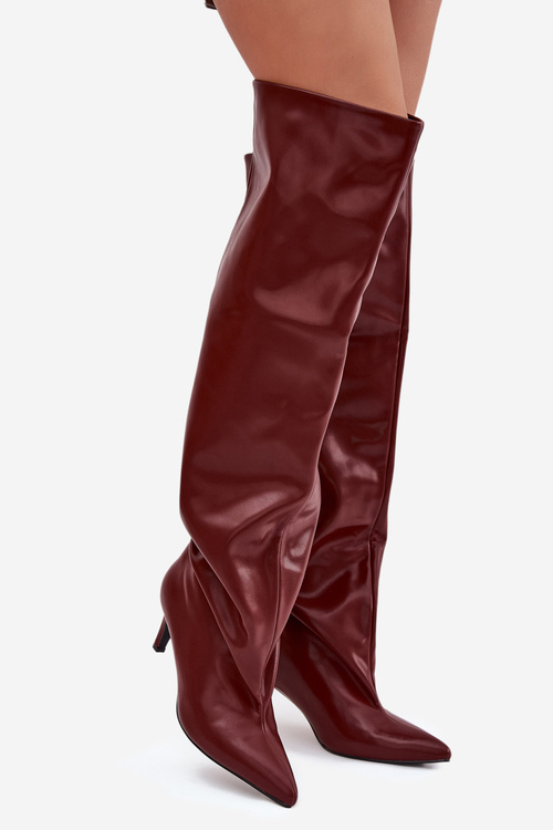 Kozaki Damskie Na Szpilce Wsuwane Bordowe Mavilla