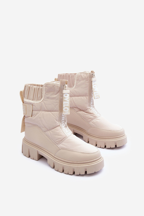 Wysokie Śniegowce Damskie Ocieplane Beżowe Freoc