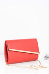 Elegancka Czerwona Damska Kopertówka Złote Dodatki Licowa