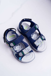 Dziecięce Młodzieżowe Chłopięce Sandały Na Rzepy Granatowe Reksio