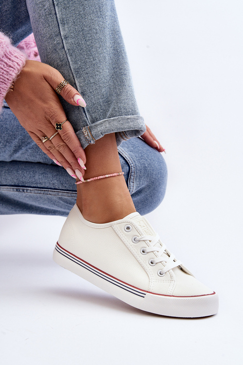 Damskie Trampki Z Eko Skóry Białe Lirean