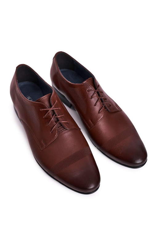 Męskie Skórzane Mokasyny Z Czarną Podeszwą BEDNAREK Ciemny Brąz