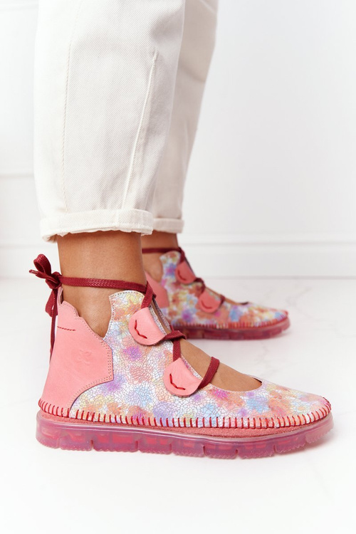 Damskie Skórzane Trzewiki Maciejka Róż 04457-15