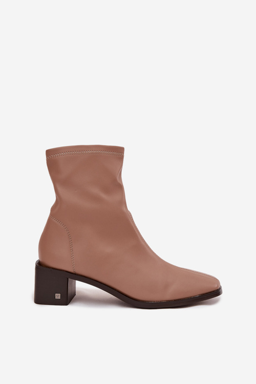 Damskie Botki Na Obcasie Vinceza 23-10791 Beżowe