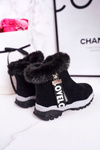Dziecięce Ocieplane Botki Śniegowce Z Futerkiem Czarne Love-Love