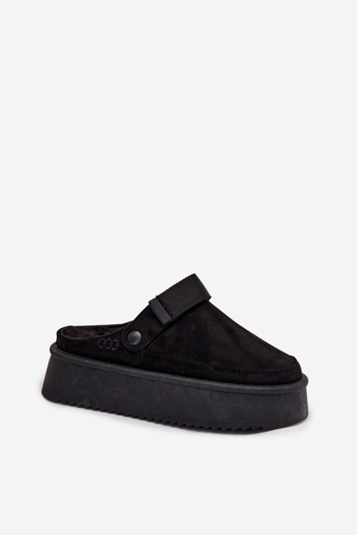 Śniegowce Damskie Na Platformie Z Rzepem Czarne Jorielle