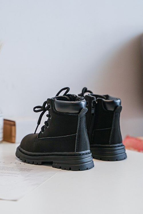 Dziecięce Botki Trapery Na Suwak Czarne Bansi