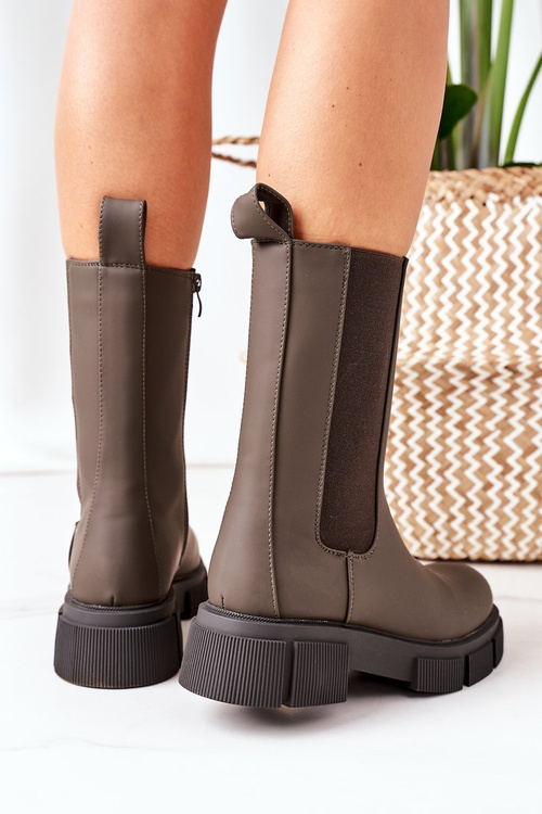 Ocieplane Botki Sztyblety Ciemnozielone Must Have