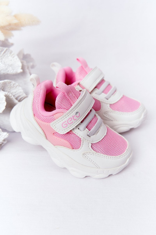 Dziecięce Sportowe Buty Sneakersy Biało-Różowe Sugar