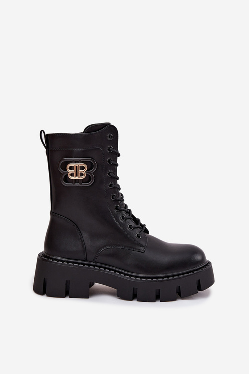 Ocieplane Botki Wokrery Damskie Z Ozdobą Czarne Melisse