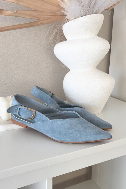 Baleriny Damskie Z Klamrą Niebieskie Tanelia