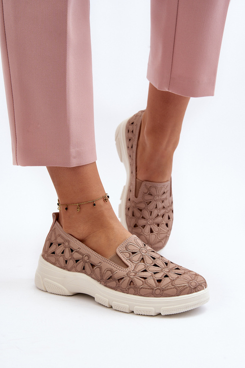 Ażurowe Półbuty Damskie Różowe Emilei