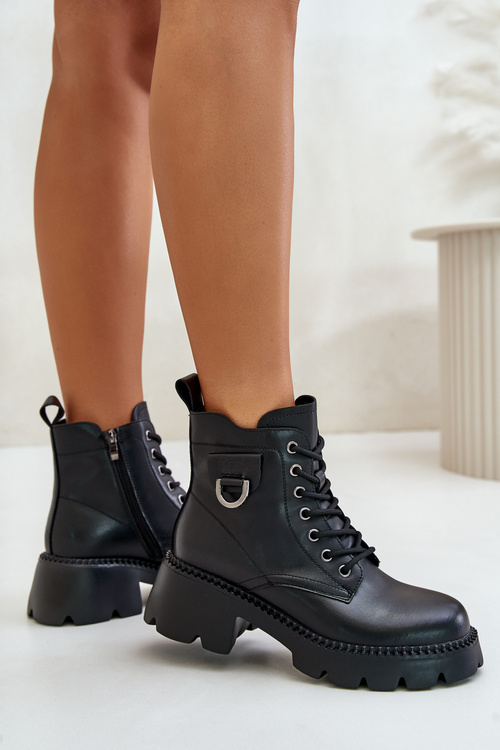 Ocieplane Botki Damskie Ze Skóry Naturalnej Vinceza 41460 Czarne