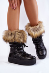 Damskie Śniegowce Z Futerkiem Sznurowane Czarne Shannon