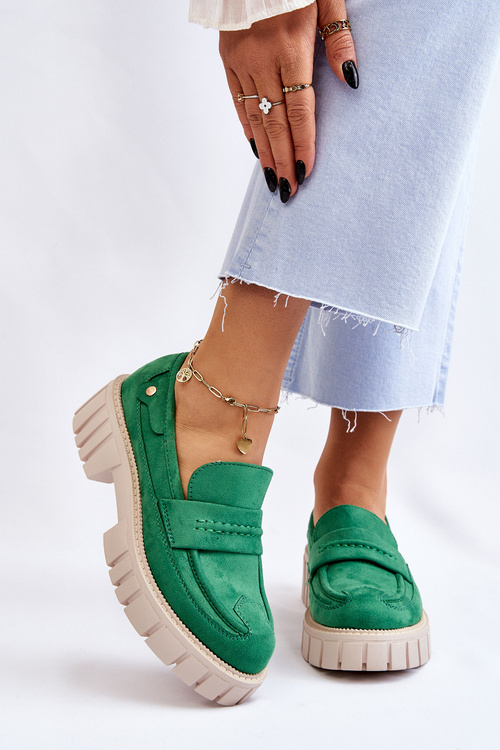 Damskie Zamszowe Wsuwane Półbuty Zielone Fiorell