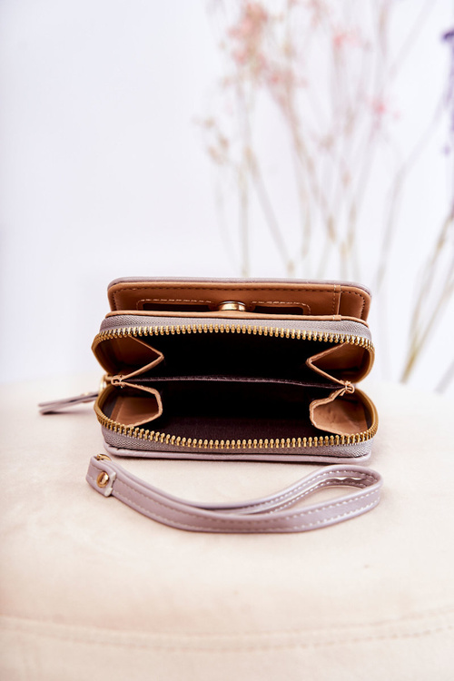 Damski Mały Portfel Z Ozdobą Szary Sanchos