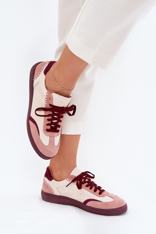 Skórzane Sneakersy Damskie Zazoo N1202 Różowe