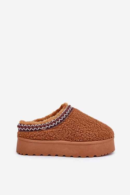 Śniegowce Kapcie Na Platformie Z Futerkiem Typu Baranek Camel Ovirissa