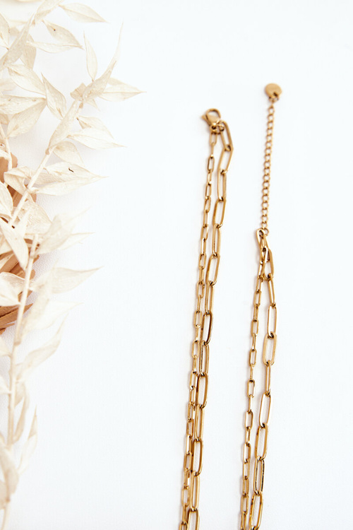 Podwójny Łańcuszek Z Koniczynami I Motylami Złoty