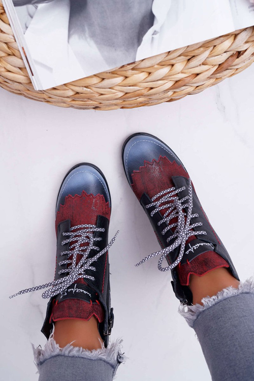 Botki Damskie Skórzane Trzewiki Maciejka Czarne 03190-01