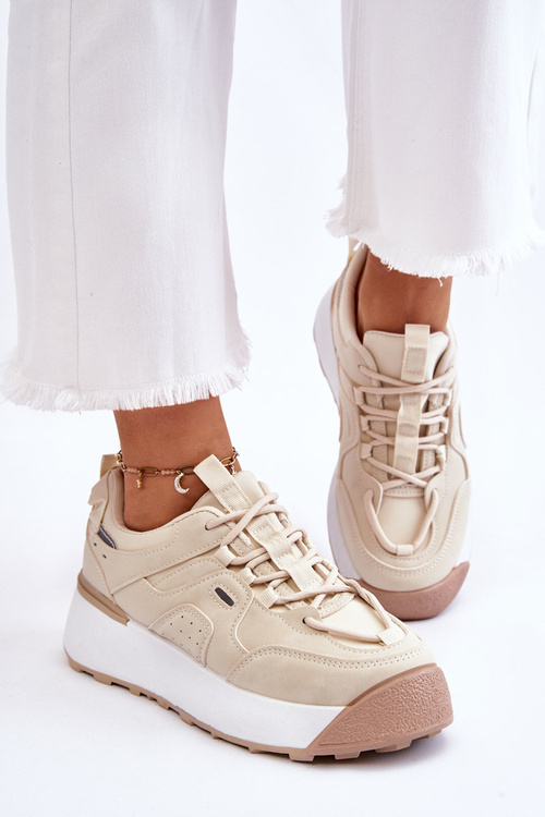 Damskie Buty Sportowe Na Platformie Jasnobeżowe Dakari