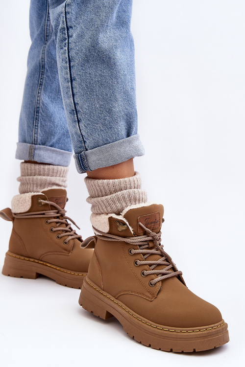 Trapery Damskie Skórzane Z Kożuchem Brązowe Lynnvia