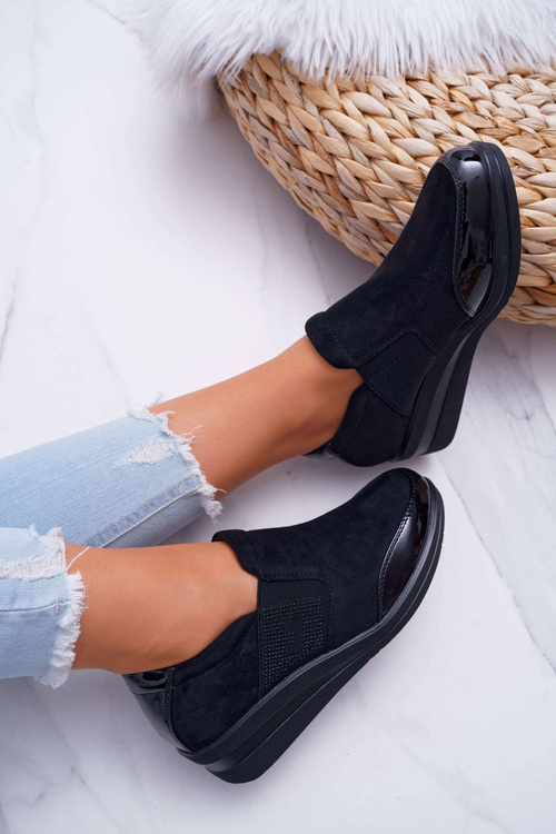 Sneakersy Na Koturnie Sergio Leone PB225 Czarne