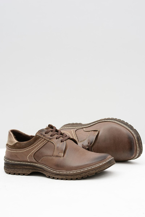 Brązowe Skórzane Męskie Ocieplane Półbuty Ernesto Na Zimę