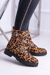 Damskie Botki Wysokie Trapery W Panterkę Albere