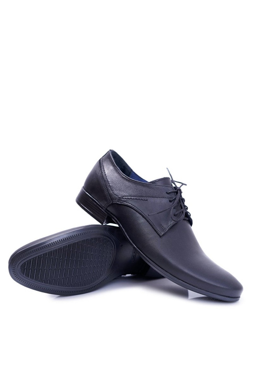 Nikopol 1622 Męskie Czarne Skórzane Wizytowe Półbuty